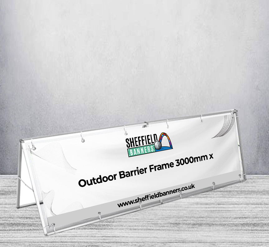 Outdoor Barrier Frame 3000mm x 1000mm (With Banner)